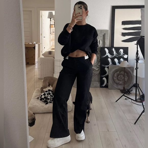 Alo Flip It Wide Leg Fold Over Zip Ankle Trouser Black Small - Picture 12 of 12